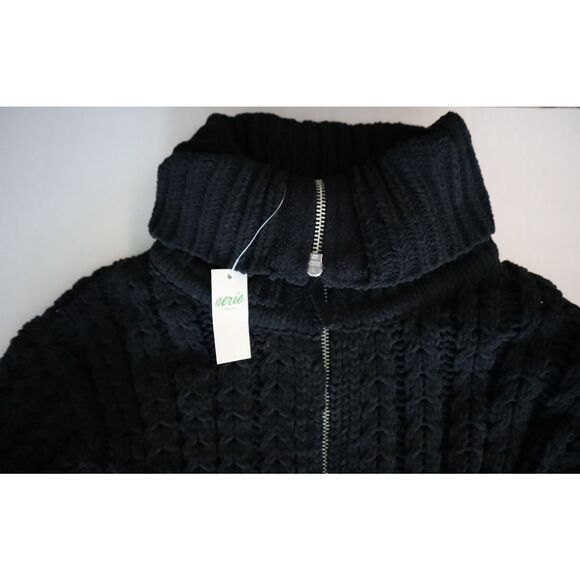 Aerie 065-0745-3088 Women's Sz XS True Black Cable Car Quarter Zip Sweater - Picture 3 of 13
